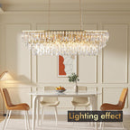 39 Inch Gold Crystal Prisms Chandelier Pendant Light-4