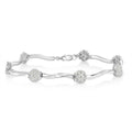 .925 Sterling Silver 1/4 Cttw Diamond Cluster Miracle-Set Station & Twisted Bar 7" Tennis Bracelet (H-I Color, I2-I3 Clarity)-0