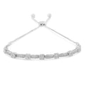 .925 Sterling Silver 1/4 Cttw Diamond 4”-10” Adjustable Bolo Alternating Square and Rectangle Bolo Bracelet (I-J Color, I3 Clarity)-0