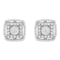 .925 Sterling Silver 1.0 Cttw Round Diamond Double Halo and Disc Stud Earring (I-J Color, I2-I3 Clarity)-0
