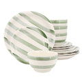 Gibson Home Kenwood Shores 12 Piece Stoneware Dinnerware Set in Green Stripe-0