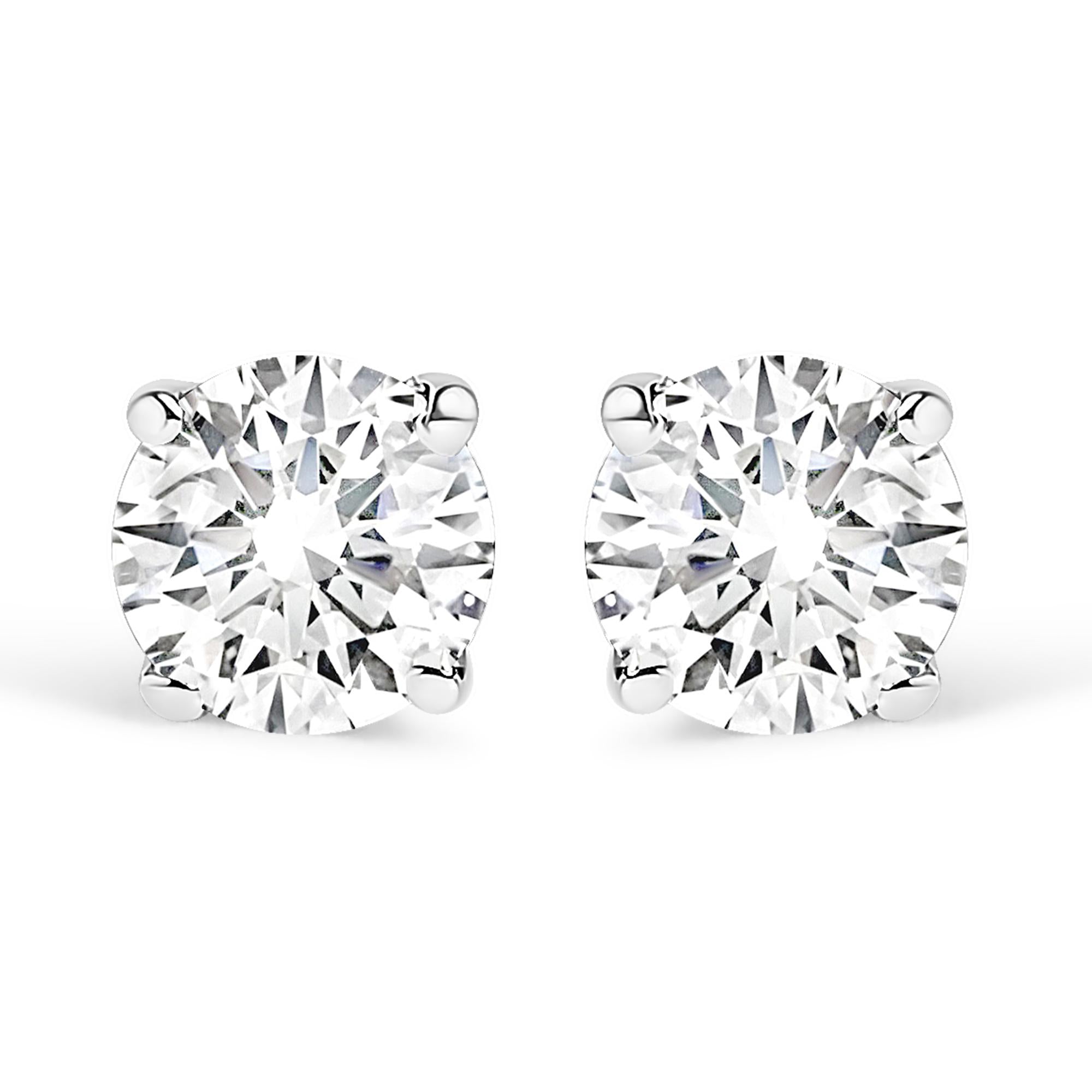 14K Gold 1/2 Cttw Lab Grown Diamond Solitaire Stud Earrings-4