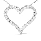 .925 Sterling Silver 2.0 Cttw Diamond Open Heart 18" Pendant Necklace (I-J Color, I2-I3 Clarity)