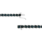 .925 Sterling Silver 1/10 Cttw Miracle-Set Treated Blue Color Diamond Miracle Plate "S" Link Tennis Bracelet (Blue Color, I2- I3 Clarity) - 7.25"-2