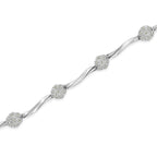.925 Sterling Silver 1/4 Cttw Diamond Cluster Miracle-Set Station & Twisted Bar 7" Tennis Bracelet (H-I Color, I2-I3 Clarity)-2