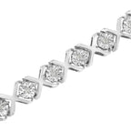 .925 Sterling Silver 1/4 Cttw Miracle Set Diamond "X" Link Bracelet (I-J Color, I3 Clarity) - 7.25"-2