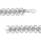.925 Sterling Silver 1/2 Cttw Diamond Double Row S-Link Bracelet-2