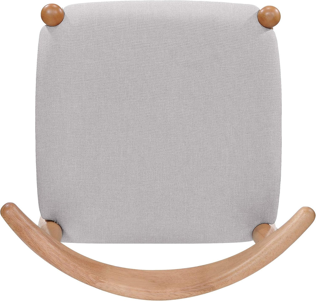 Beige Fabric Dining Chairs With Oak Finish 2 Pack Set