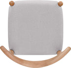 Beige Fabric Dining Chairs With Oak Finish 2 Pack Set