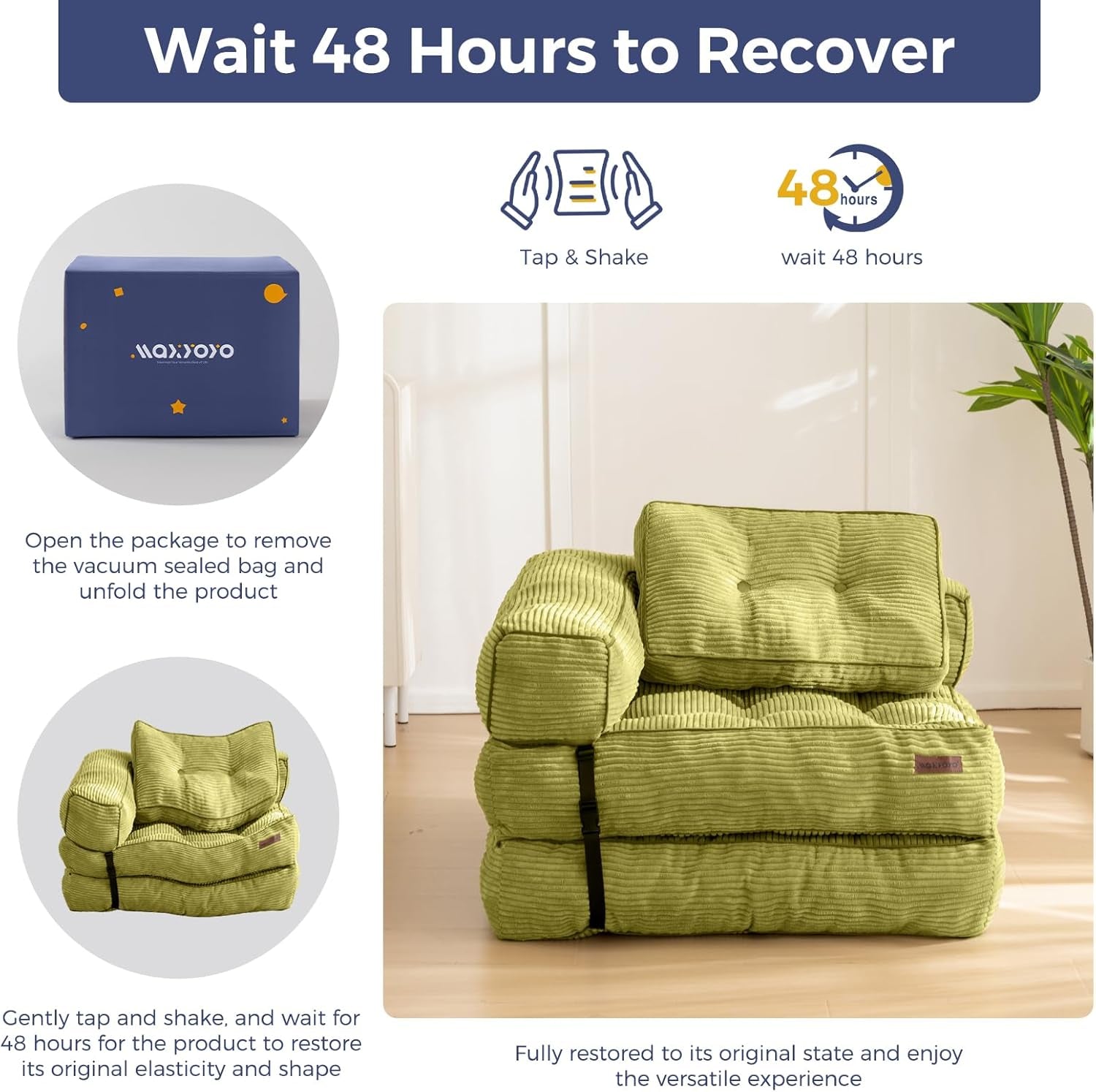 Green L Shaped Convertible Sofa Bed With Armrest And Pillow