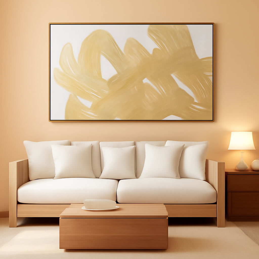 Elegant White Gold Abstract Wall Art 29x58 Inches Display-0
