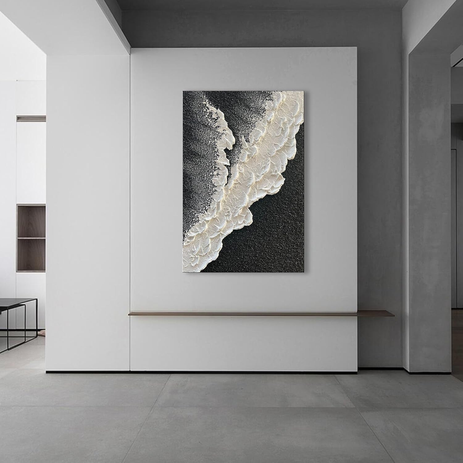 Black White Oil Painting On Canvas 24x36 Inches Wide-3