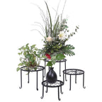 Set of 4 - Indoor Outdoor Black Metal Plant Stand
