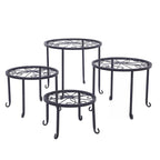 Set of 4 - Indoor Outdoor Black Metal Plant Stand