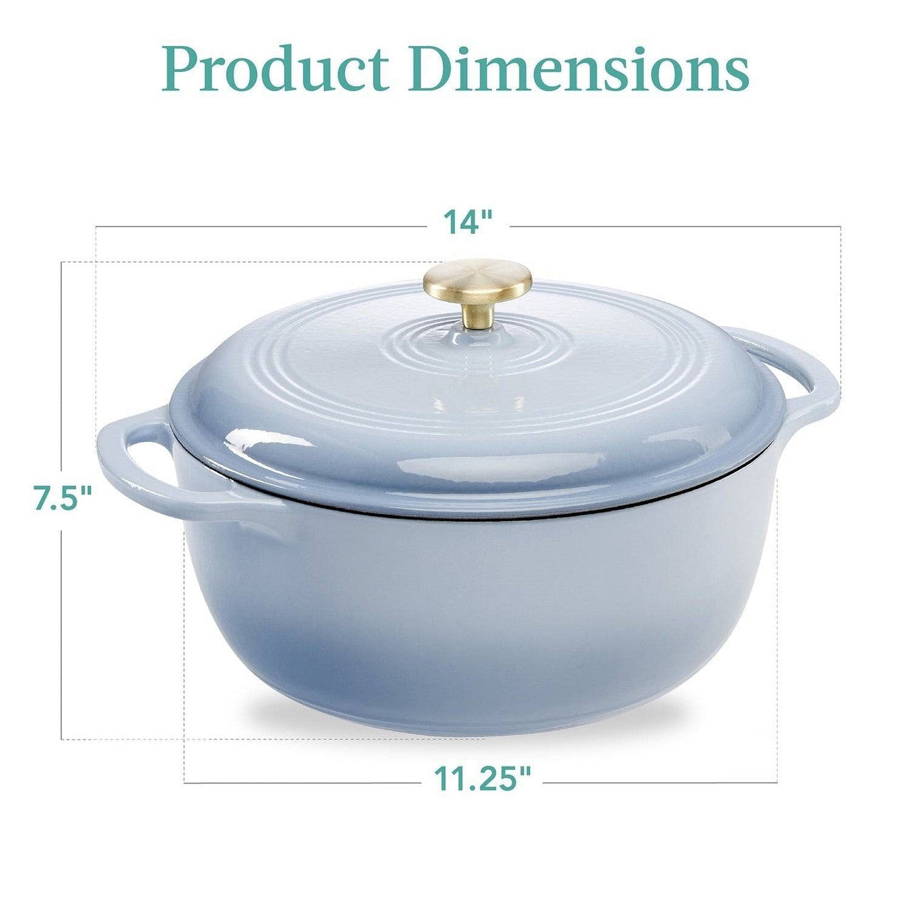 6 Quart Large Baby Blue Enamel Cast-Iron Dutch Oven Kitchen Cookware-1