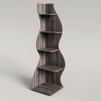 Modern 5 Shelf Corner Bookcase in Grey Wood Finish