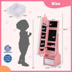 Kids Jewelry Armoire Cabinet with Storage and 2 Tilt Angles-Pink