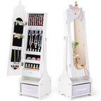 Kids Jewelry Armoire Cabinet with Storage and 2 Tilt Angles-Pink