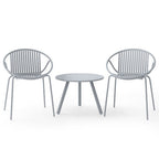 All Weather PP Patio Conversation Set with Round Coffee table and 2 Chairs-Green