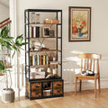 8-tier Bookshelf with 4 Fabric Drawers  and Heavy-duty Metal Frame-Coffee-0