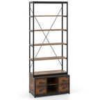 8-tier Bookshelf with 4 Fabric Drawers  and Heavy-duty Metal Frame-Coffee-4