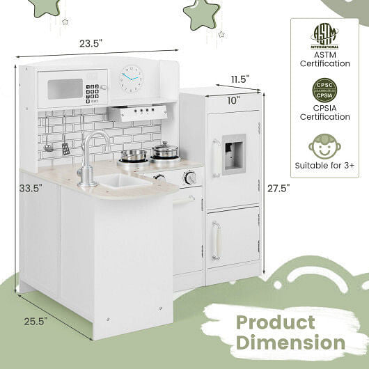 Kids Kitchen Playset Conor Kitchen Toy with Realistic Microwave and Oven Stove-White B593-TP10141