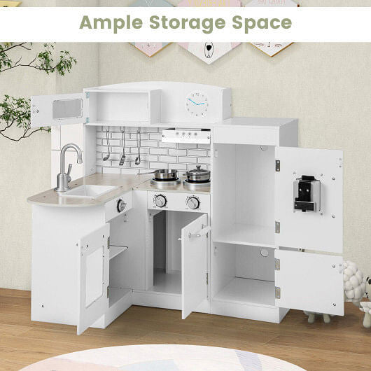 Kids Kitchen Playset Conor Kitchen Toy with Realistic Microwave and Oven Stove-White B593-TP10141