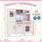 Wooden Kitchen Playset with Ice Maker and Sounds for Ages 3+-Pink