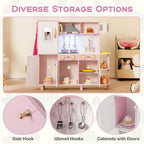 Wooden Kitchen Playset with Ice Maker and Sounds for Ages 3+-Pink