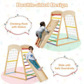 6-in-1 Jungle Gym Wooden Indoor Playground with Double-Sided Ramp and Monkey Bars-Multicolor