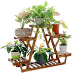 Solid Wood Triangular 6-Shelf Indoor Outdoor Flower Pot Plant Stand