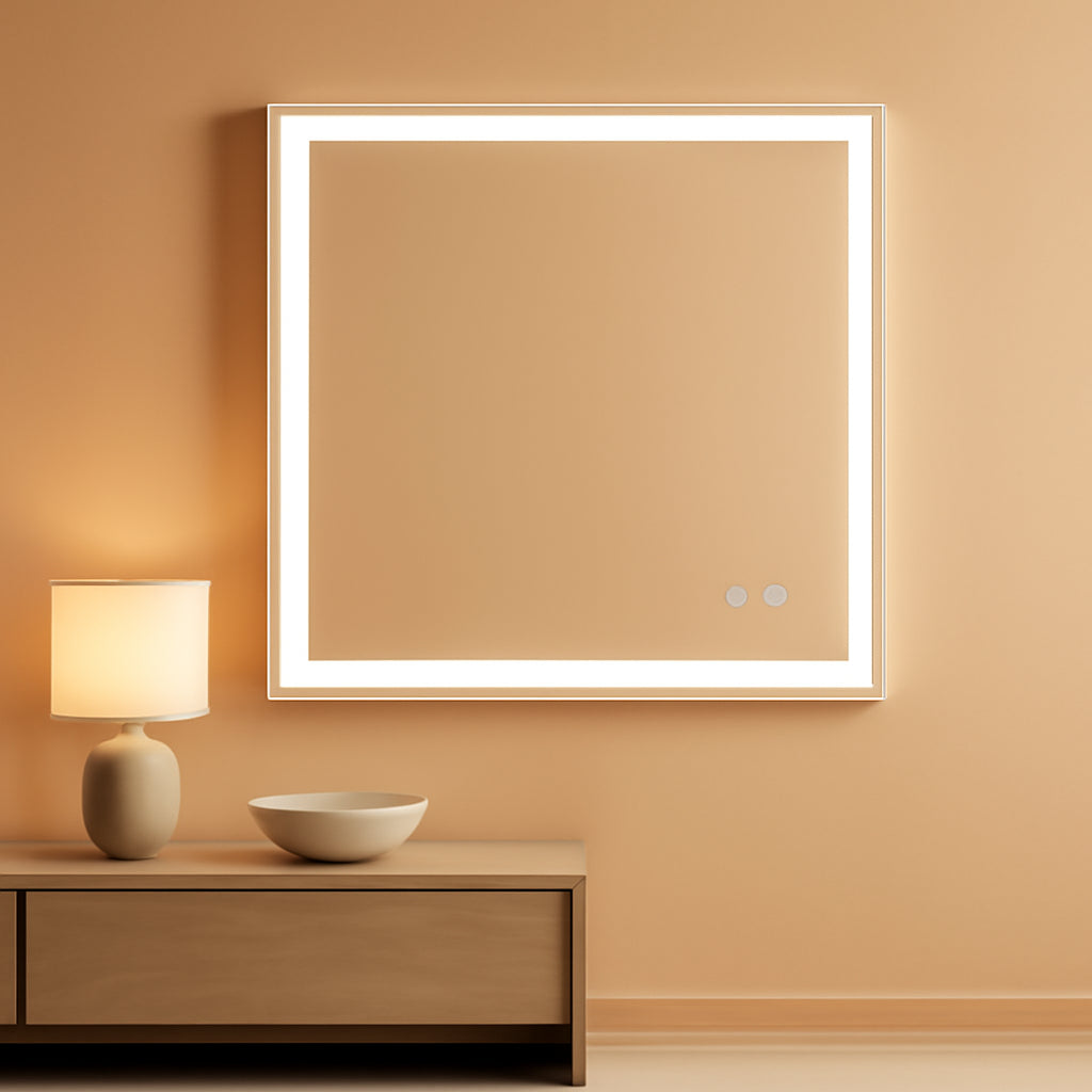 LED Wall Mounted Mirror 40x30 Antifogging Dimmable