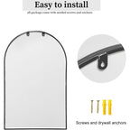 Black Arched Wall Mirror 42x24 Inches With Iron Frame