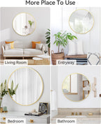 Gold Circle Wall Mirror 32 Inch Round Matte Metal Frame