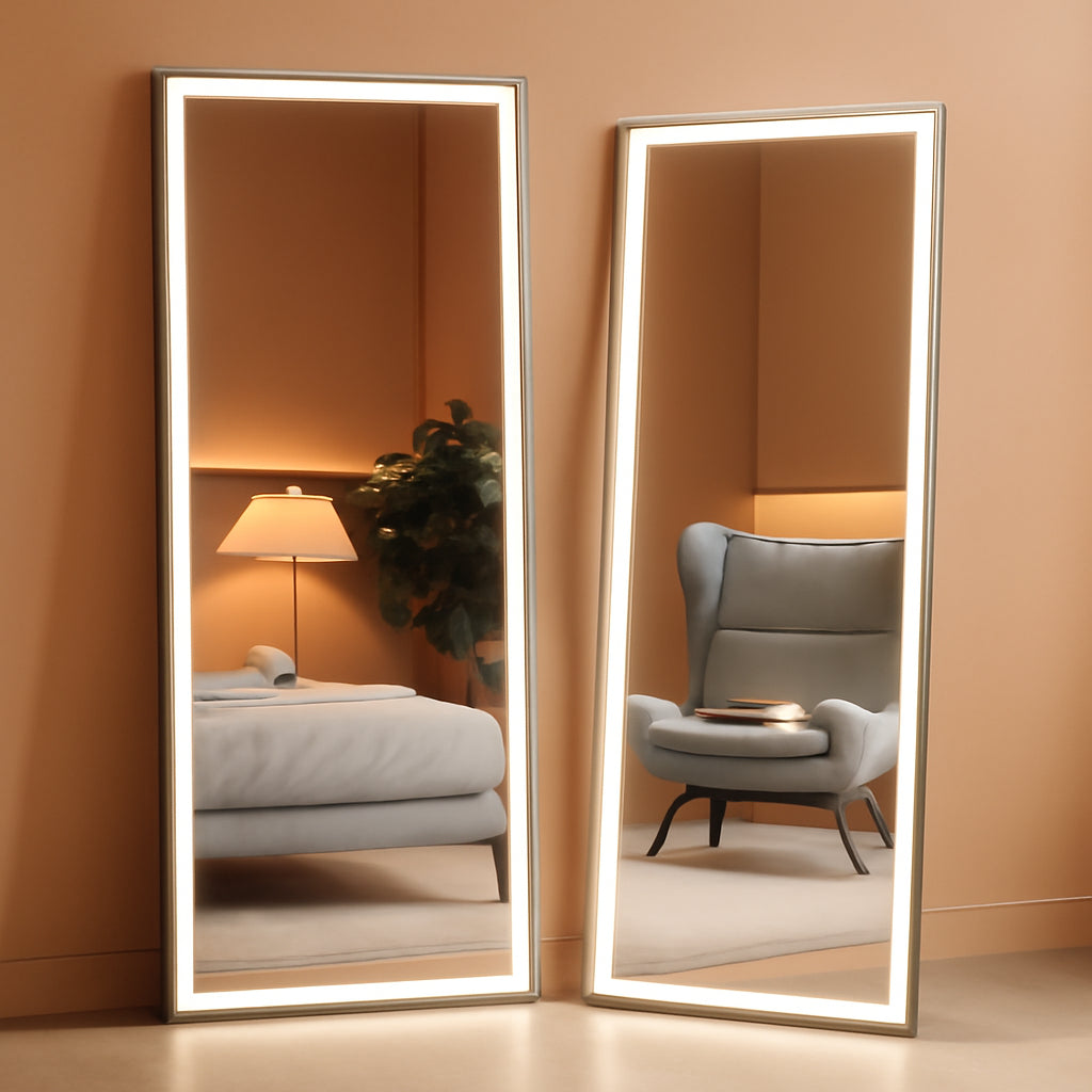 71-Inch Full-Length Floor Mirror LED-Illuminated Durable