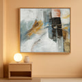 Framed Abstract Oil Painting 60x30 Inch Textured Blue-0