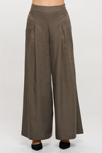 Tencel Solid Wide Leg Pants with Pockets
