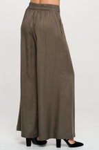 Tencel Solid Wide Leg Pants with Pockets