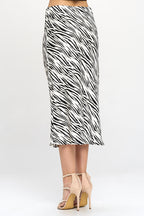 Zebra Print Midi Skirt