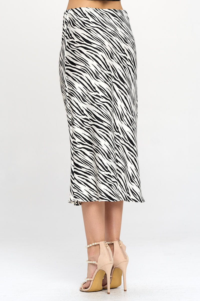 Zebra Print Midi Skirt
