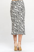 Zebra Print Midi Skirt