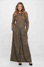 Tencel Solid Wide Leg Pants with Pockets