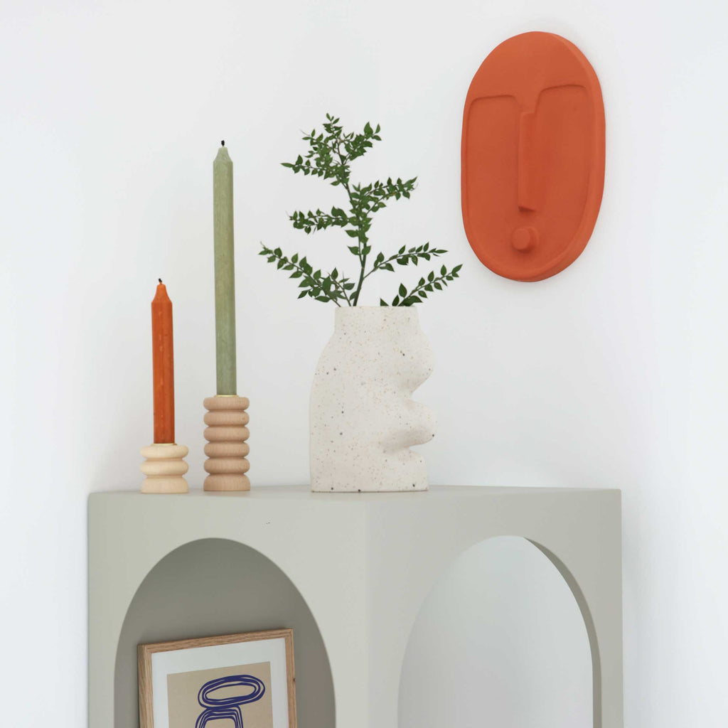 Ceramic Decorative Wall Mask - Terracotta Orange